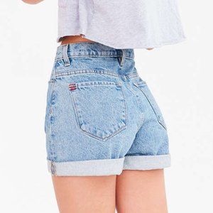 BDG Light Wash Mom High Rise Jean Shorts 29 Rolled Hem